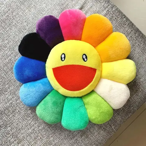 Oreiller en peluche pour enfants, marguerite arc-en-ciel, japonais, tournesol, tapis de jeu au sol, oreiller de siège, canapé, maison, décoration de voiture, oreiller en peluche