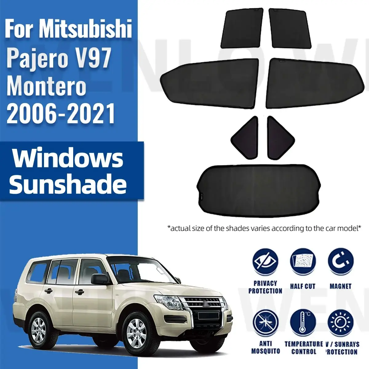 

For Mitsubishi Pajero V97 Montero Shogun 2006-2021 Magnetic Car Sunshade Front Windshield Curtain Rear Side Window Sun Shade