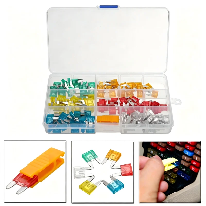 120pcs Car Small Plug-in Fuse Set Boxed Car Blade Fuses  Automotive Fuse Assorted Kit Electrical Vehicle Accessories