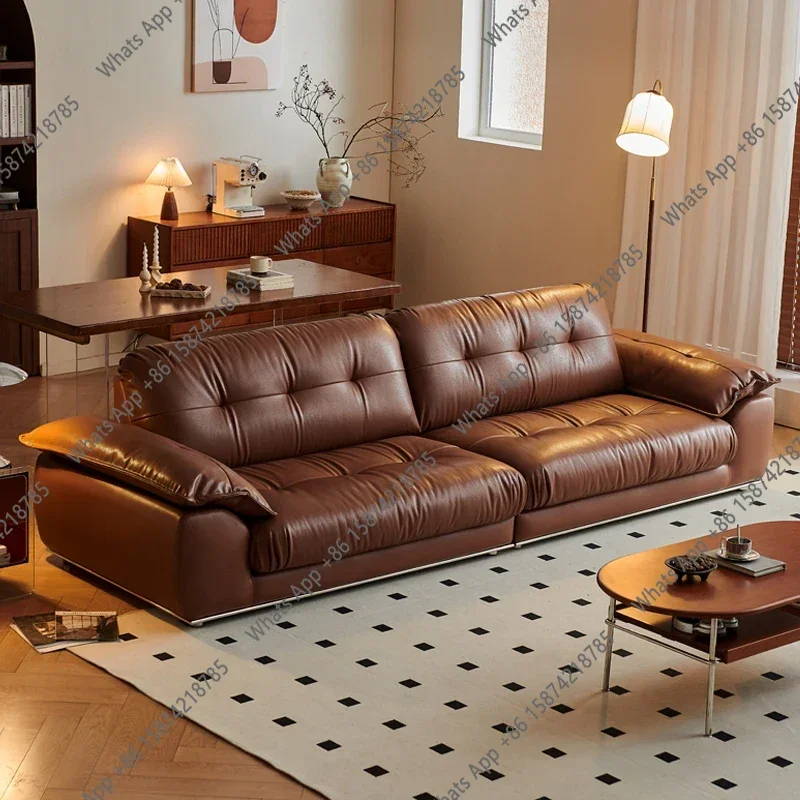 

A Creative Leather Sofa Retro Designer Living Room Italian Style Sofas Aesthetics Leisure Unusual Muebles Entrance Furniture