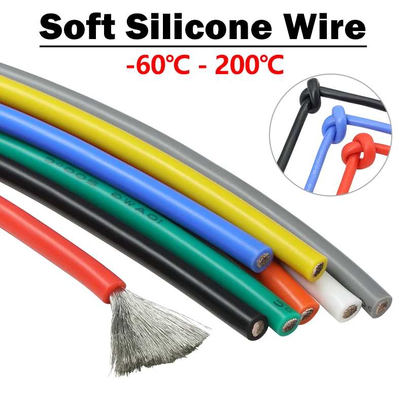 Soft Silicone Cable 30/28/26/24/22/20/18/16/14/12/10AWG Car Battery Automotive Wiring Heat-resistant Tinned Copper Electric Wire