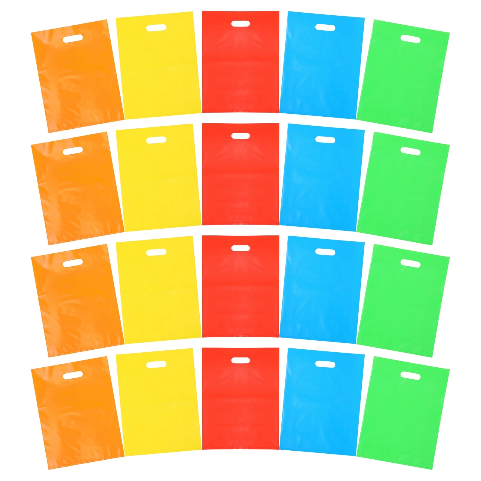

100Pcs Plastic Handled Shopping Bags Flexible Foldable Boutique Gift Bags for Retail Merchandising Events