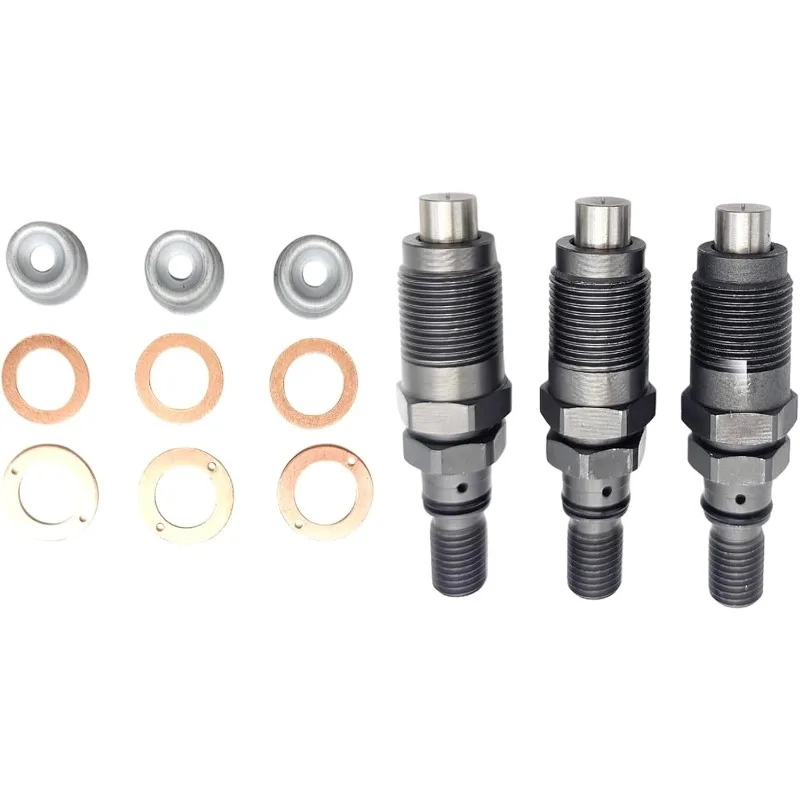 3 PCS Fuel Injectors + Seal Kit With Heat Shield AM879688 For John Deere Tractors 455 756 425 430 670 For Yanmar 3TN66 3TNE68