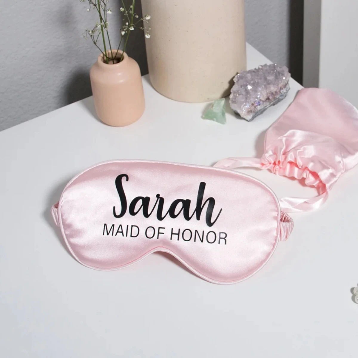 Personalized Sleep Eye Mask with Gift Bag Bridesmaid Eye Mask for Mother\'s Day Birthday Wedding Favors Customized Monogram Name