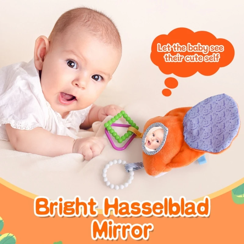 Neugeborenen Krippe Hängen Beruhigende Rassel Puppe Spielzeug Weiche Plüsch Tier Baby Kinderwagen Hängen Mobile Glocken mit Spiegel Pädagogisches Spielzeug