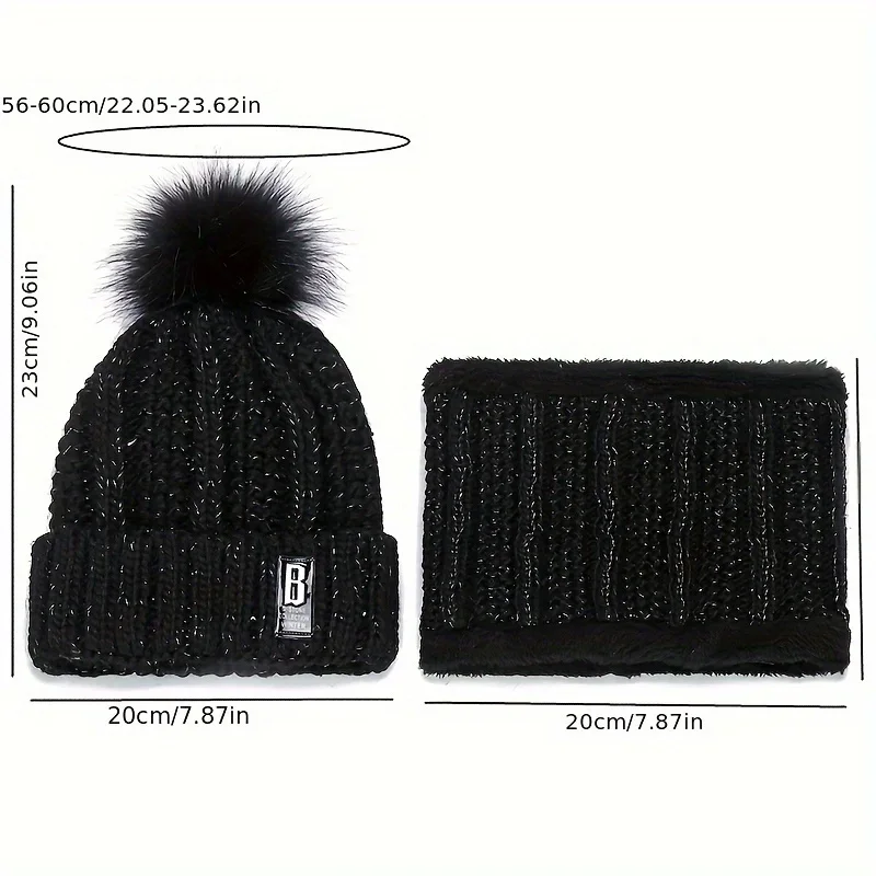 Set da 2/3 pezzi di cappello invernale, sciarpa e guanti realizzati con metodo in maglia di peluche spessa antivento, regalo ideale per Natale Cappello per il tempo libero all'aperto