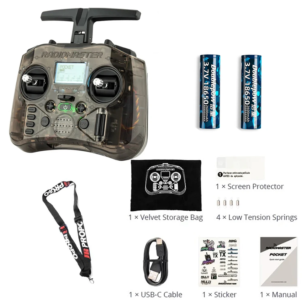 RADIOMASTER Pocket Radio Controller M2 FCC/LBT Hall Gimbal EdgeTX Zender ELRS CC2500 met BAT RP1 Ontvanger voor FPV Drone