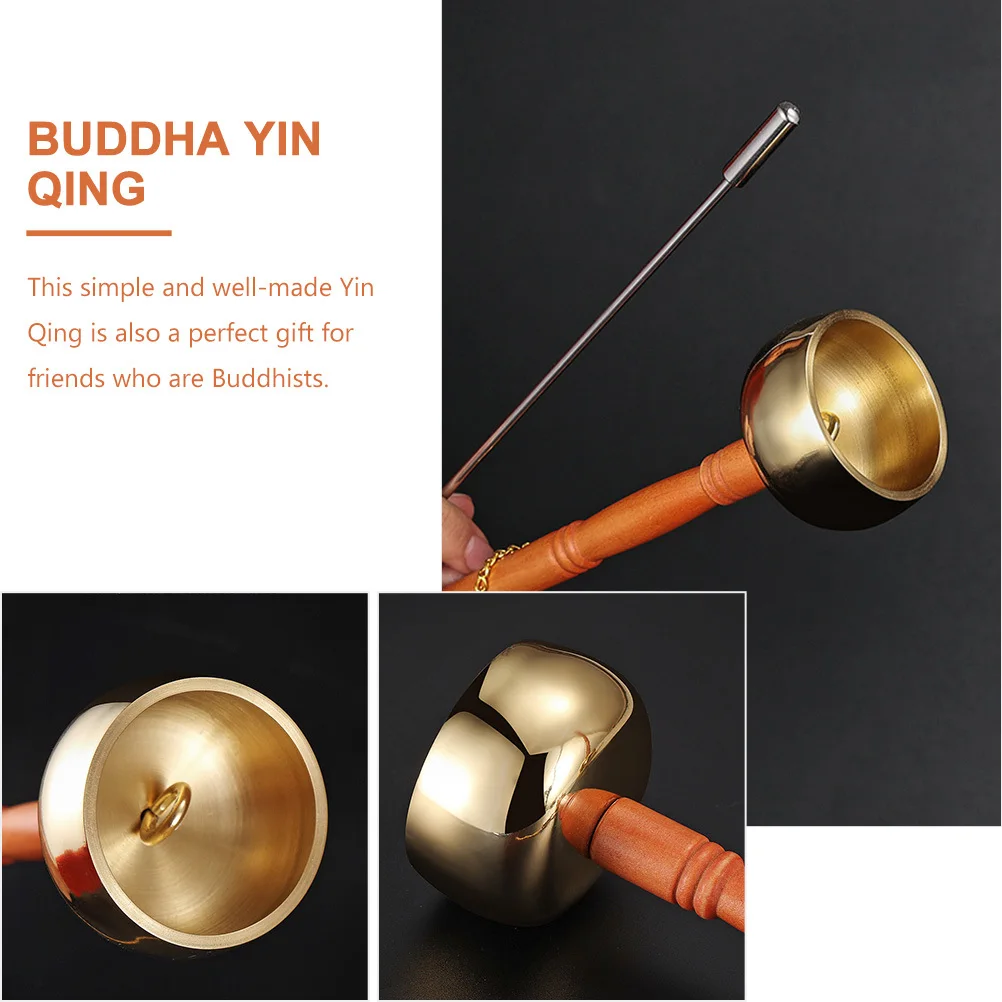 

Copper Yin Qing Buddha Percussion Instrument Fine Craftsmanship Clear Tone Buddhist Ceremony Supply Handheld Temple Instrument