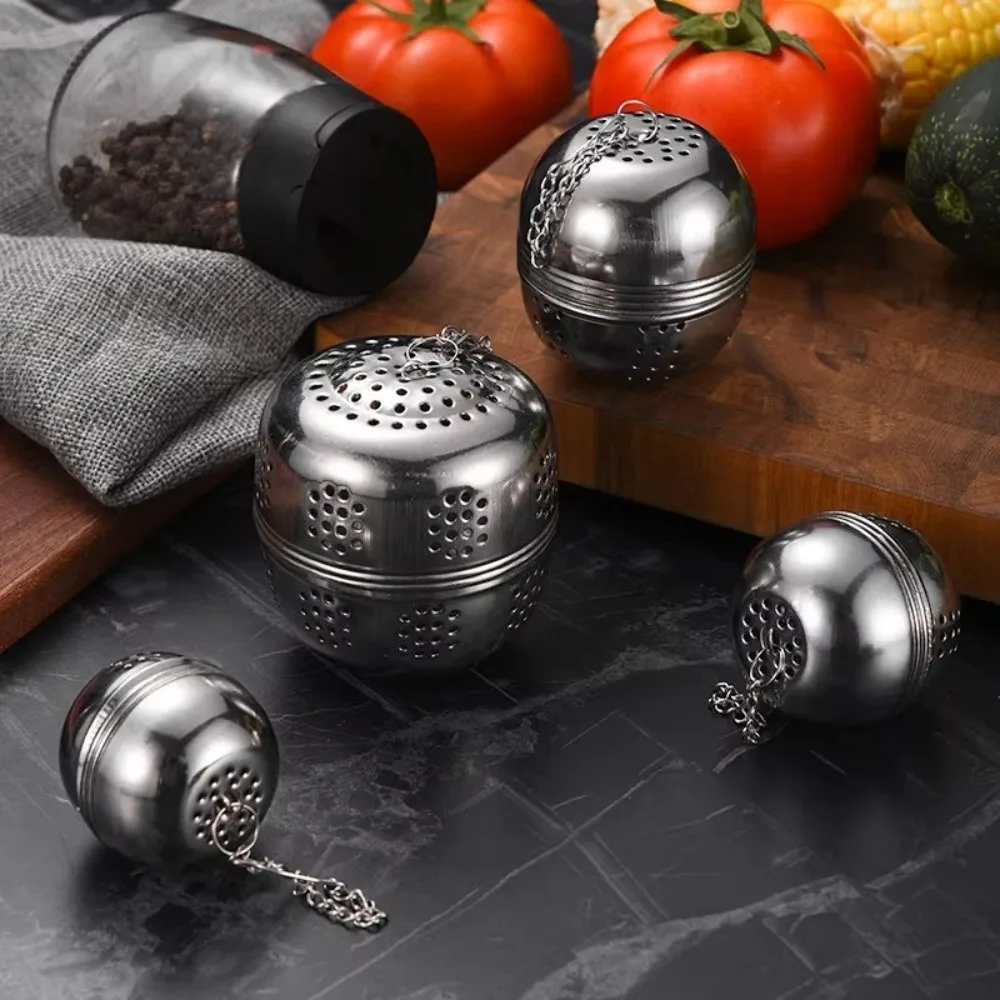 Stainless Steel Tea Infuser Silvery Mesh Tea Filter Corrosion Resistance Oval Shape Seasoning Box Ball Home Kitchen Tool