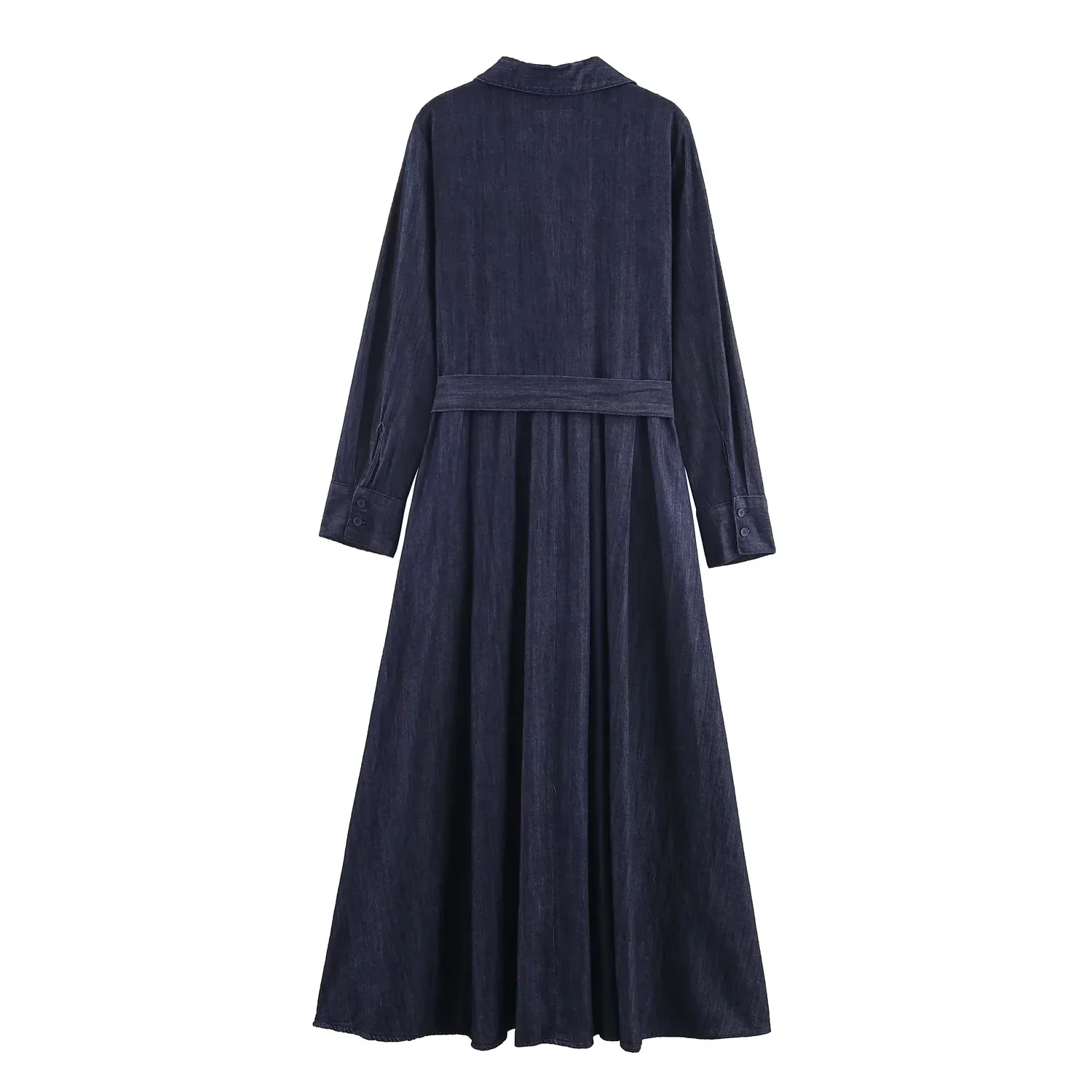 New Denim Belt Shirt Dress Women‘s Autumn Elegant Casual Slim Long Dress 2025 Fall Fashion Party Ladies Sashes Long Dress
