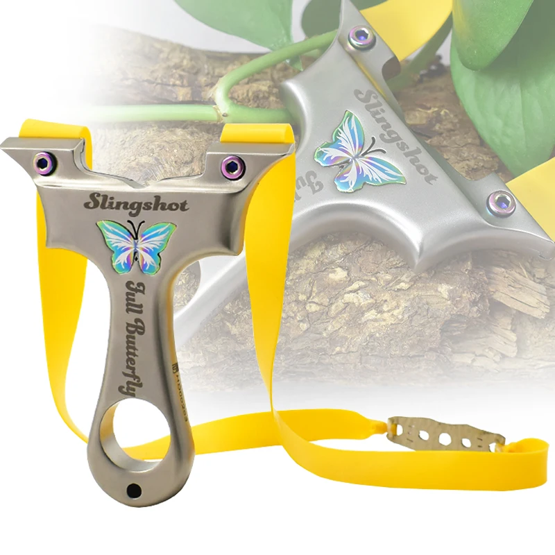 Stainless Steel Colorful Slingshot CNC Cutting Slingshot Rubber Band Catapult High-precision Outdoor Hunting Shooting