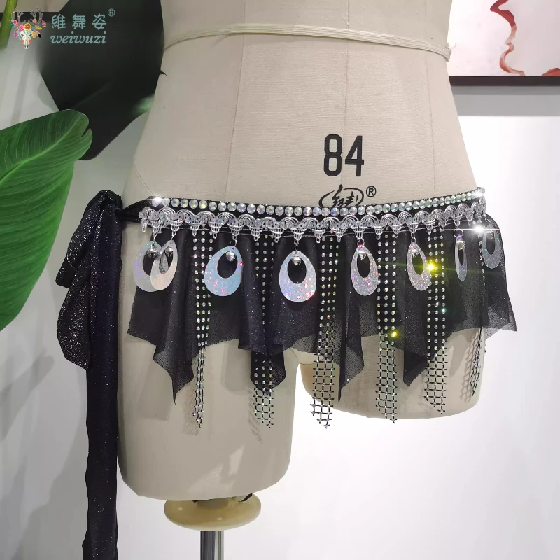 

Костюмы для танца живота, модный набедренный шарф с блестками, аксессуары для практики восточных танцев для взрослых и детей, эластичные аксессуары