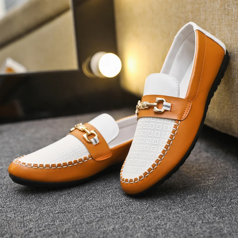 

Hot Sale Summer Leather Casual Shoes For Men Fashion Designer Loafers Man Moccasins Comfortable Lightweight Men's Driving Shoes