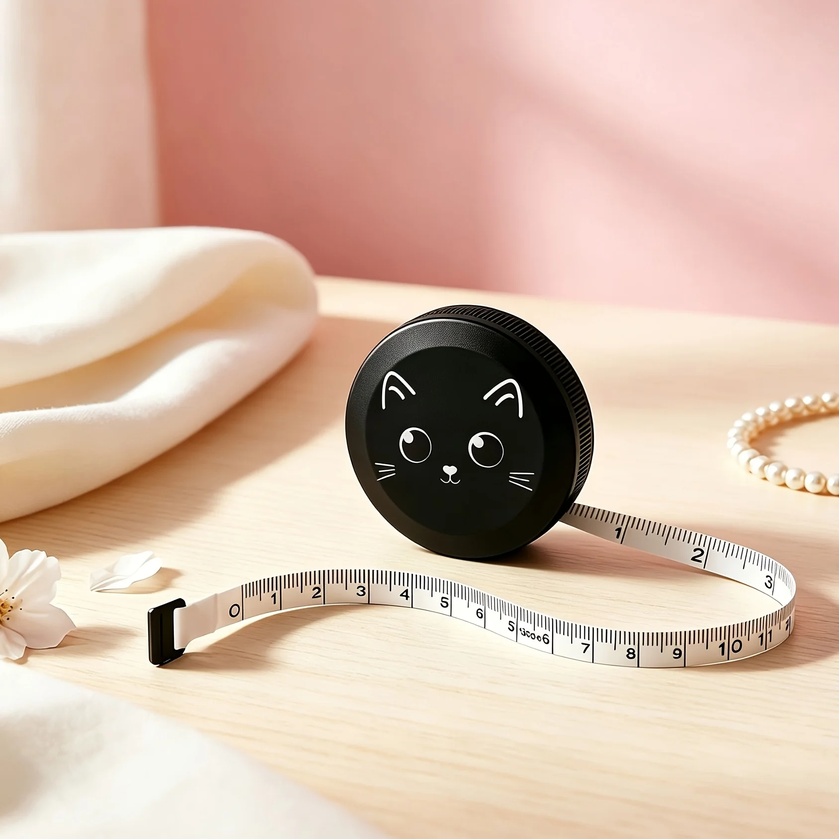 Cute Cat-Shaped Mini Retractable Tape Measure, 59.06inch Cm, Dual-Sided Metric and Imperial System, Soft Sewing Tape Measure