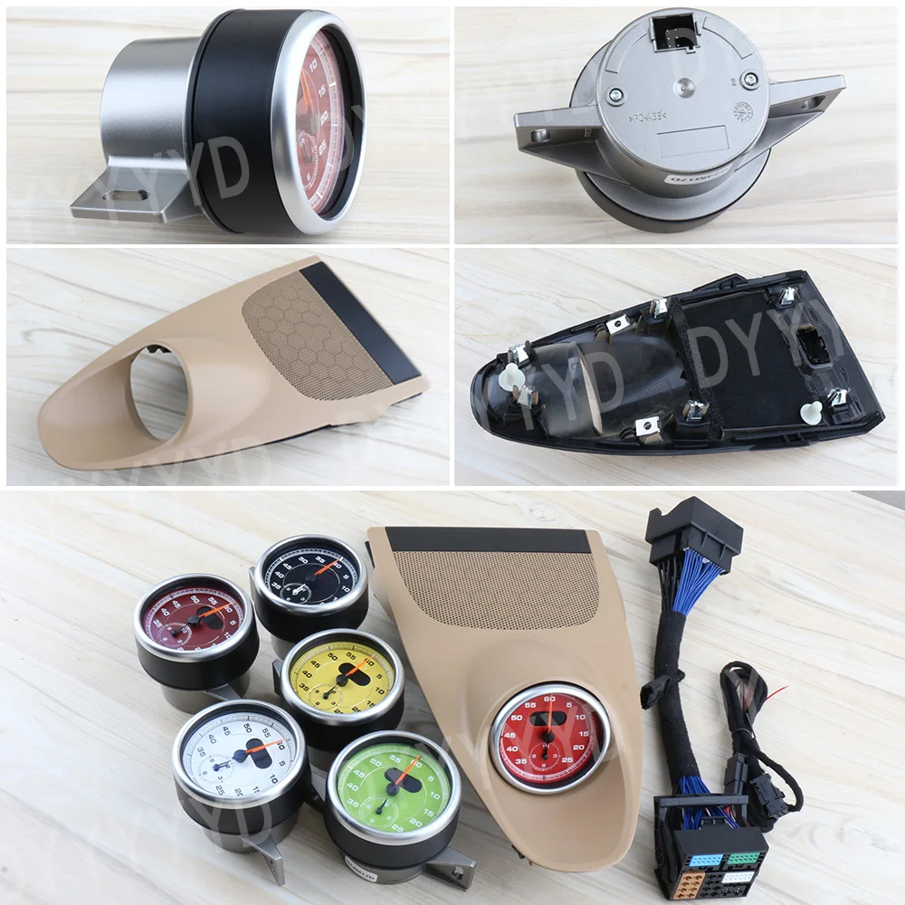 

Car Stopwatch Sport Chrono for Porsche 718 Cayman Boxster 982 981 Dashboard Clock Beige Interior Center Compass Watch Decoration