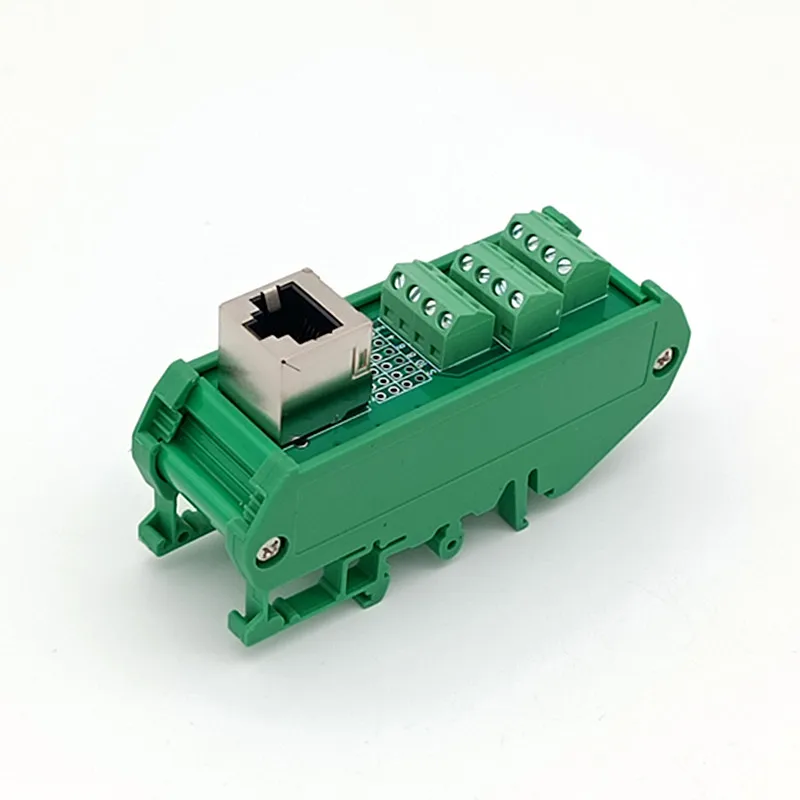 Slim DIN Rail Mount RJ50 10P10C Breakout Board Interface Module.