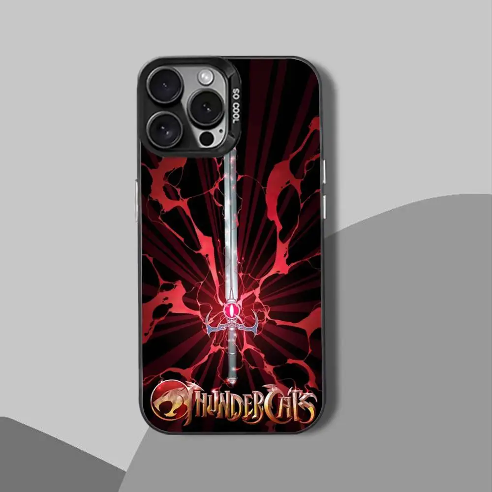حافظة هاتف T-Thunder Cat-es الشهيرة لهاتف iPhone 12,16,11,14,13,17,15,E,Max,Plus,Air,Pro,غطاء أسود صغير غير لامع مقاوم للصدمات