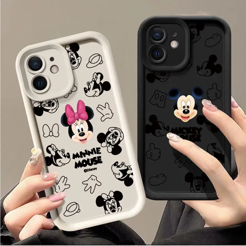 Phone Case for Apple iPhone 15 14 13 12 11 Pro Max 13 12 Mini XS XR X plus funda Shell Disney Mickey Minnie Mouse Silicone Cover