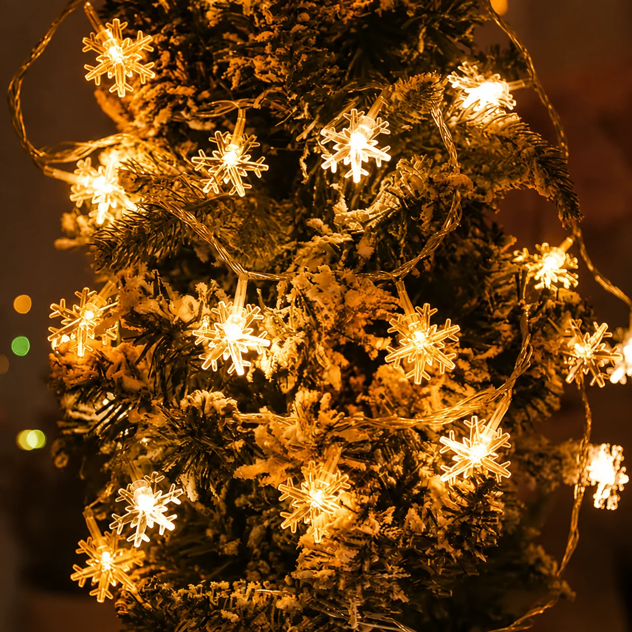 USB/Battery Snowflake Lights String 3M20LED 6M40LED 10M80LED Warm White Colorful Fairy Lamp Window Bedroom Holiday Decor