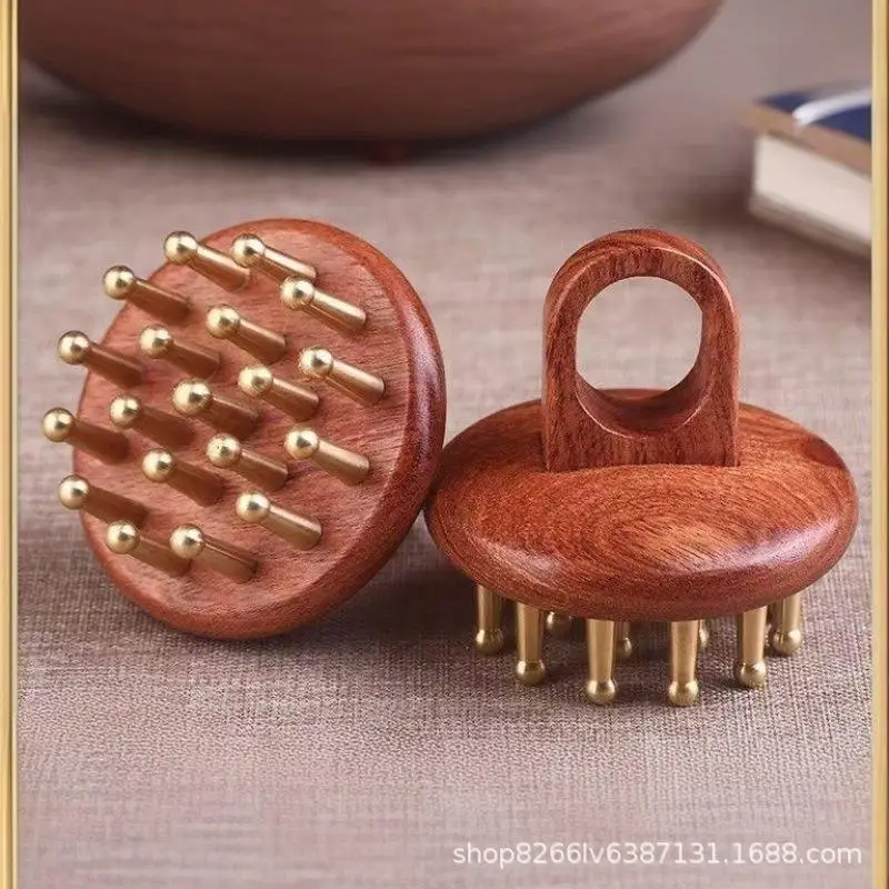 

Head Meridians Massage Comb Copper Sandalwood Meridians Fine Tooth Comb Needling Guasha Scalp Massage Brush Relax Body Massager