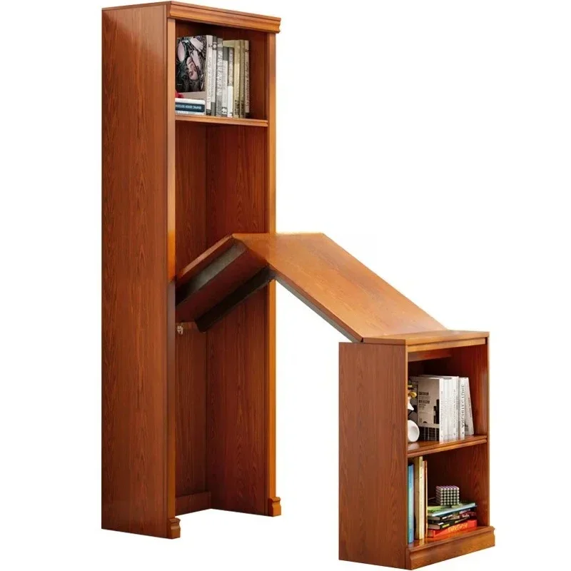 Folding Desk Corner Bookcase Integrated American Solid Wood Study Home Bookshelf Computer Desk