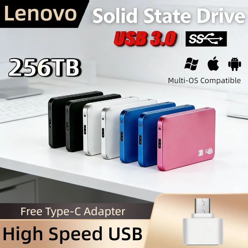 

Внешний SSD-накопитель Lenovo 2 ТБ, USB 3.0, высокоскоростной портативный жесткий диск, 4 ТБ, 8 ТБ, твердотельный накопитель для ноутбука, ПК, устройство для резервного хранения данных