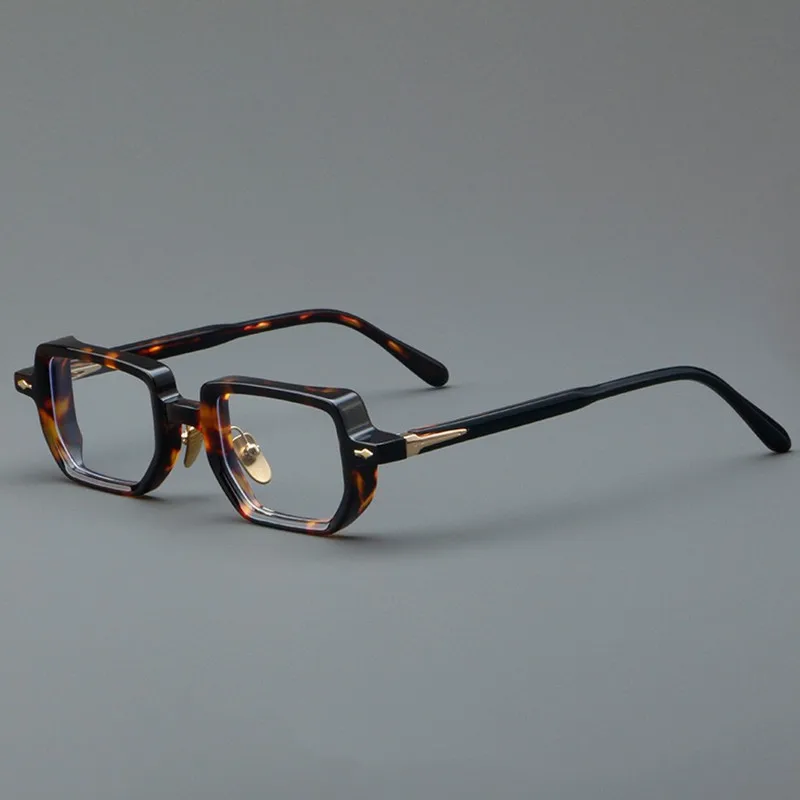 Vintage plate glasses frame hand-made black tortoise shell thick wide-brimmed myopia glasses frame can be equipped with anti-blu