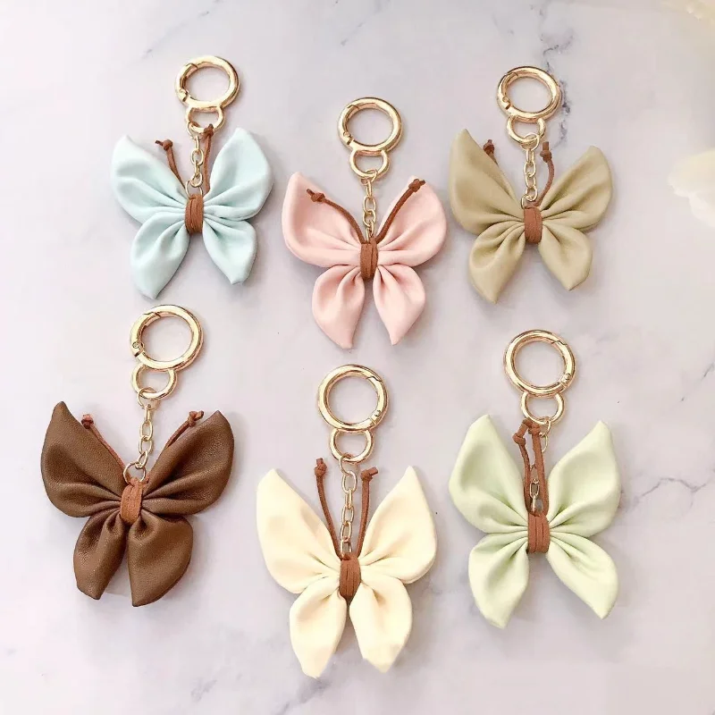 New Soft PU Leather Butterfly Key Chains for Women Fashion Insects Car Keychain Cute Handbag Pendant Gift for Friends Wholesale