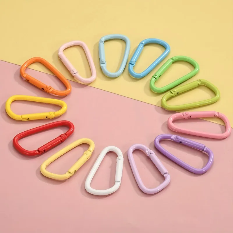 15 pcs Macaron D-Ring Clips for Backpack Keychain Hanging, Random Macaron Colors, Easy Snap Gate, Multipurpose