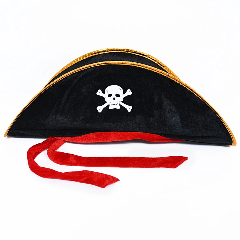 Halloween Skull Print Pirate Hat Adult Children Cosplay Costume Cap for Halloween Masquerade Party Favors Corsair Cap Supplies