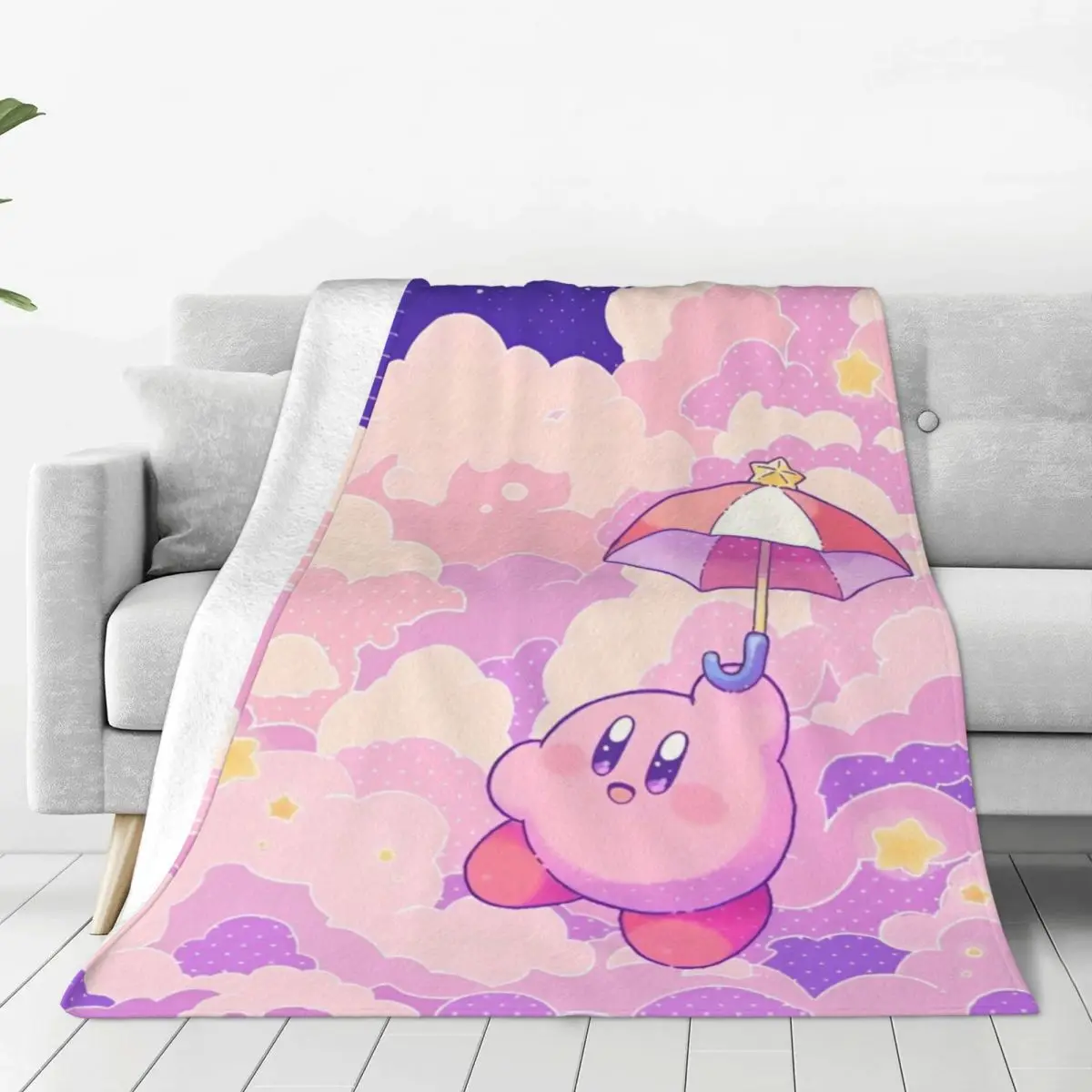 Cute Kawaii Kirbys Knitted Blankets Fleece Cartoon Soft Throw Blankets for Bedroom Sofa Bed Rug