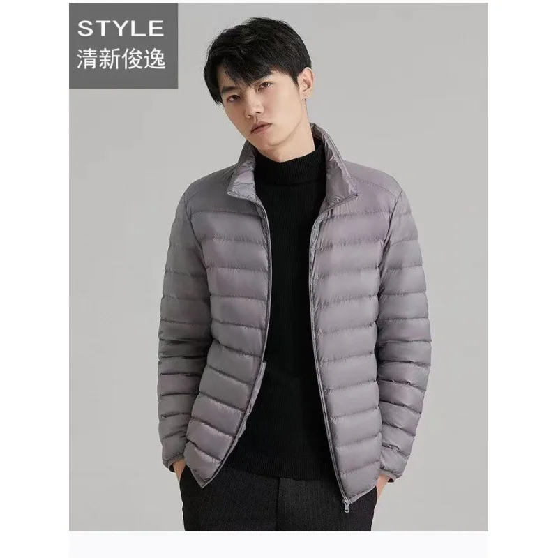 Men's 2024 New 90% White Duck Down Super Light Down Jacket Men's Lightweight Thermal Coat Hooded Feather Coat