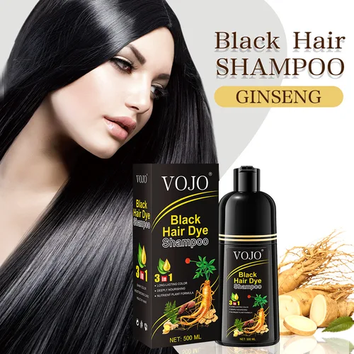 Imagen 2 del producto Champú Natural Ginseng 3 en 1 para el cabello, 500 ml, color duradero, negro y marrón oscuro, fórmula nutritiva para hombres y mujeres