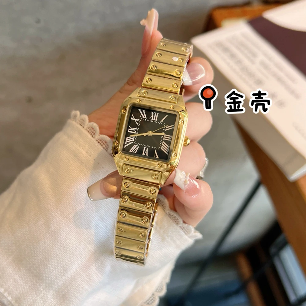 أزياء العلامة التجارية ساعات المعصم النساء فتاة السيدات ساحة جميلة الأرقام الرومانية نمط الصلب المعادن الفرقة الكوارتز ساعة فاخرة CA188