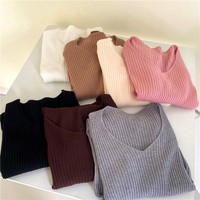 2025 Autumn Winter Women Sweaters Casual Long Sleeve Knitted Pullover Sweater Femme Basic Solid Jersey Tops Fashion Clothes