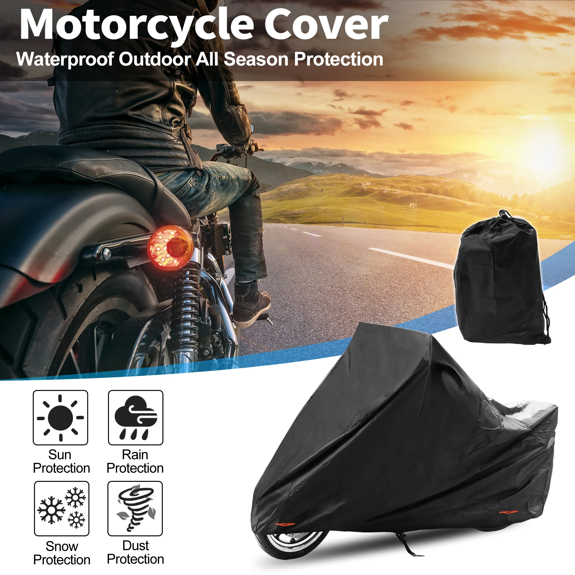 

UXCELL Full Cover Motorcycle Cover 210D-PU Outdoor Waterproof Motorbike Cover for Honda Super Cub 110 for Suzuki V-Strom 250