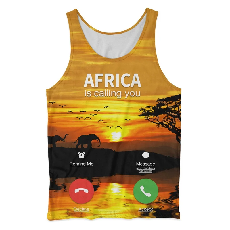 Africa Country Country Tank Tops Vest 3D Print African National Emblem Waistcoat Men Women Summer Sports Gym Sleeveless Tees