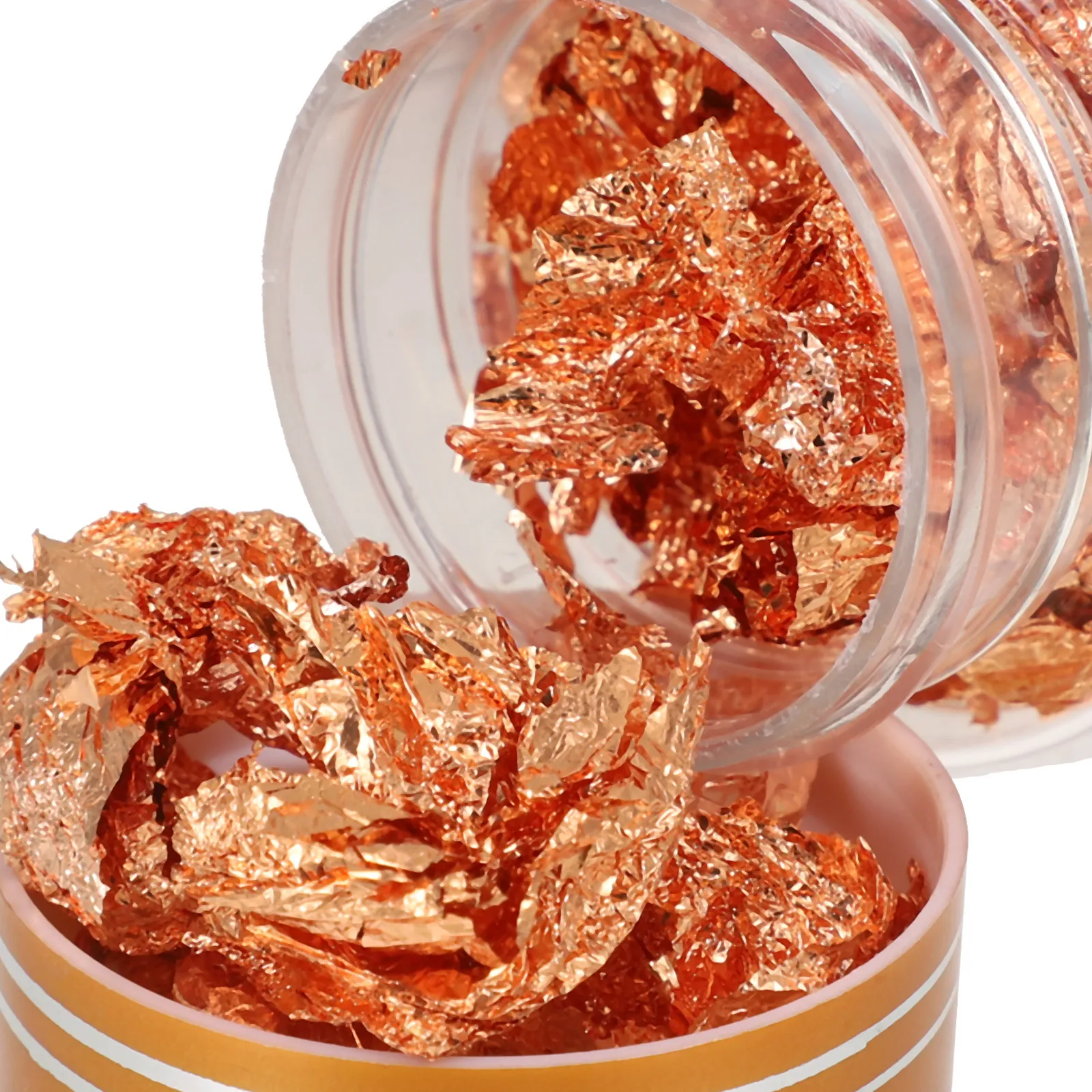 

3g Per Jar DIY Nail Art Decoration Golden Foil Flakes Gold Silver Rose Iron Tweezers Included Safe for for Holiday