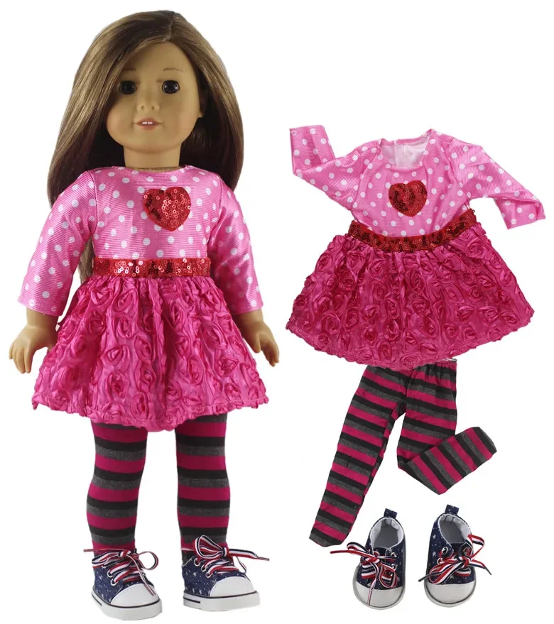 1 Set Doll Clothes Red Flower Dress for 18