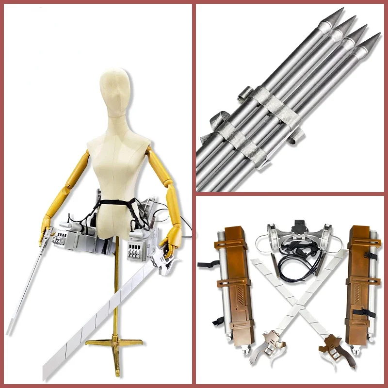 Anime Eren 3D Maneuver Gear Mikasa Cosplay Props Weapon Swords Thunder Spears For Halloween Christmas Party