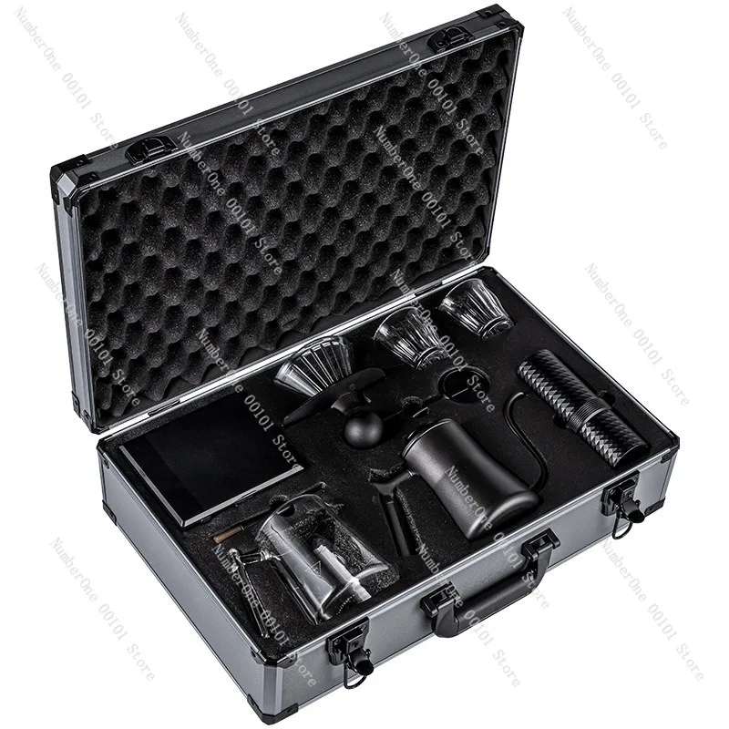 Portable Manual Coffee Brewing Set, Hand Grinder with Filter Cup and Sharing Pot for Outdoor Camping Travel