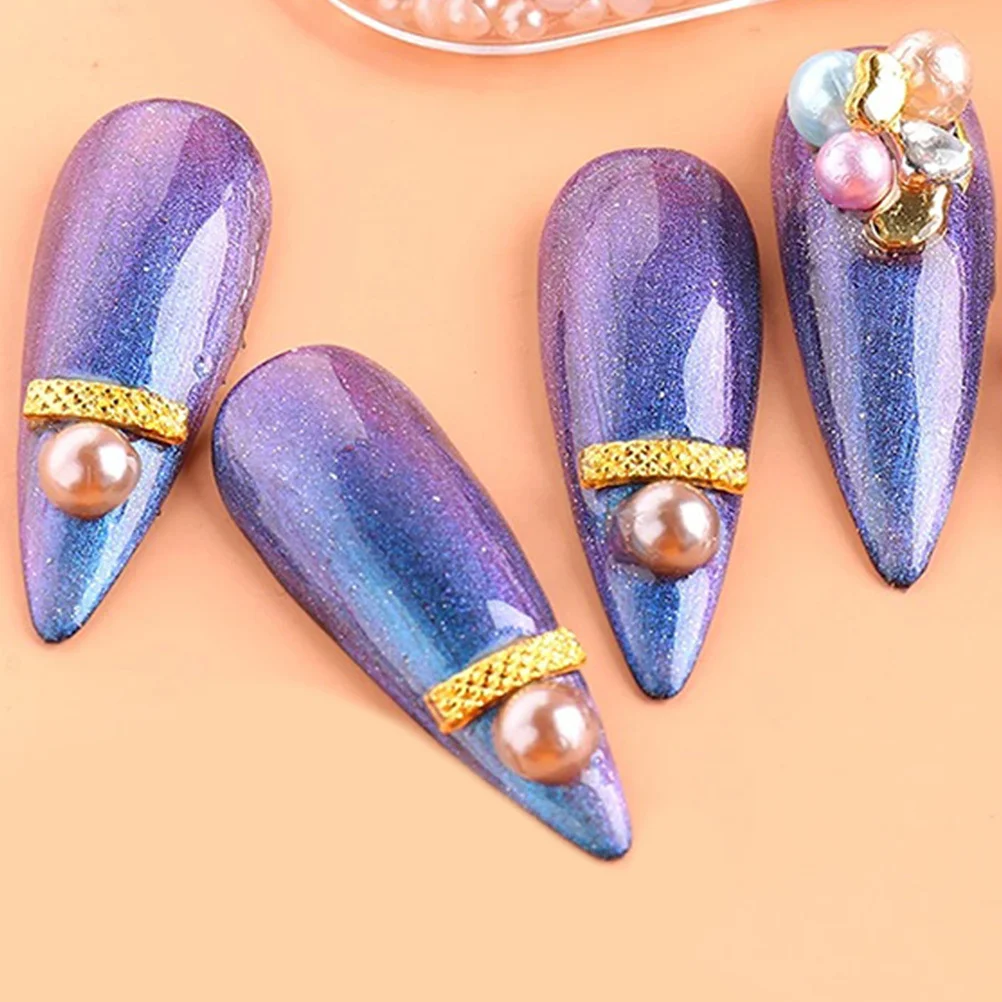 

3 коробки, бусины для дизайна ногтей, подвески, пластиковый жемчужный декор для маникюра «сделай сам», элегантные блестящие украшения для ногтей, аксессуары, маникюрные бусины, декор