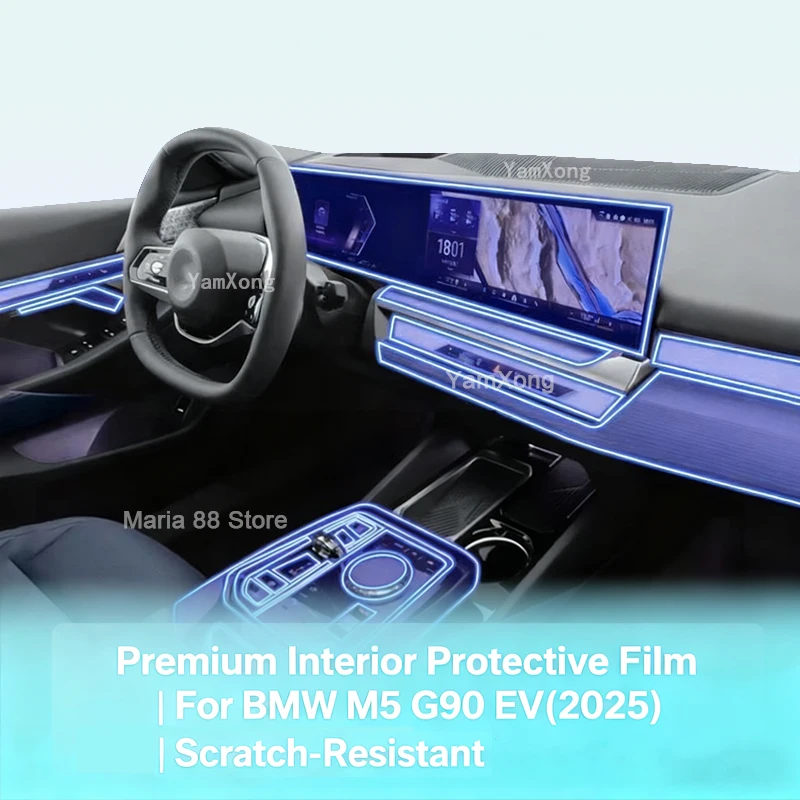 

HD Clear Interior Protective Film For BMW M5 G90 EV 2025 Model Dashboard Center Console Screen Anti Scratch Cover Kit
