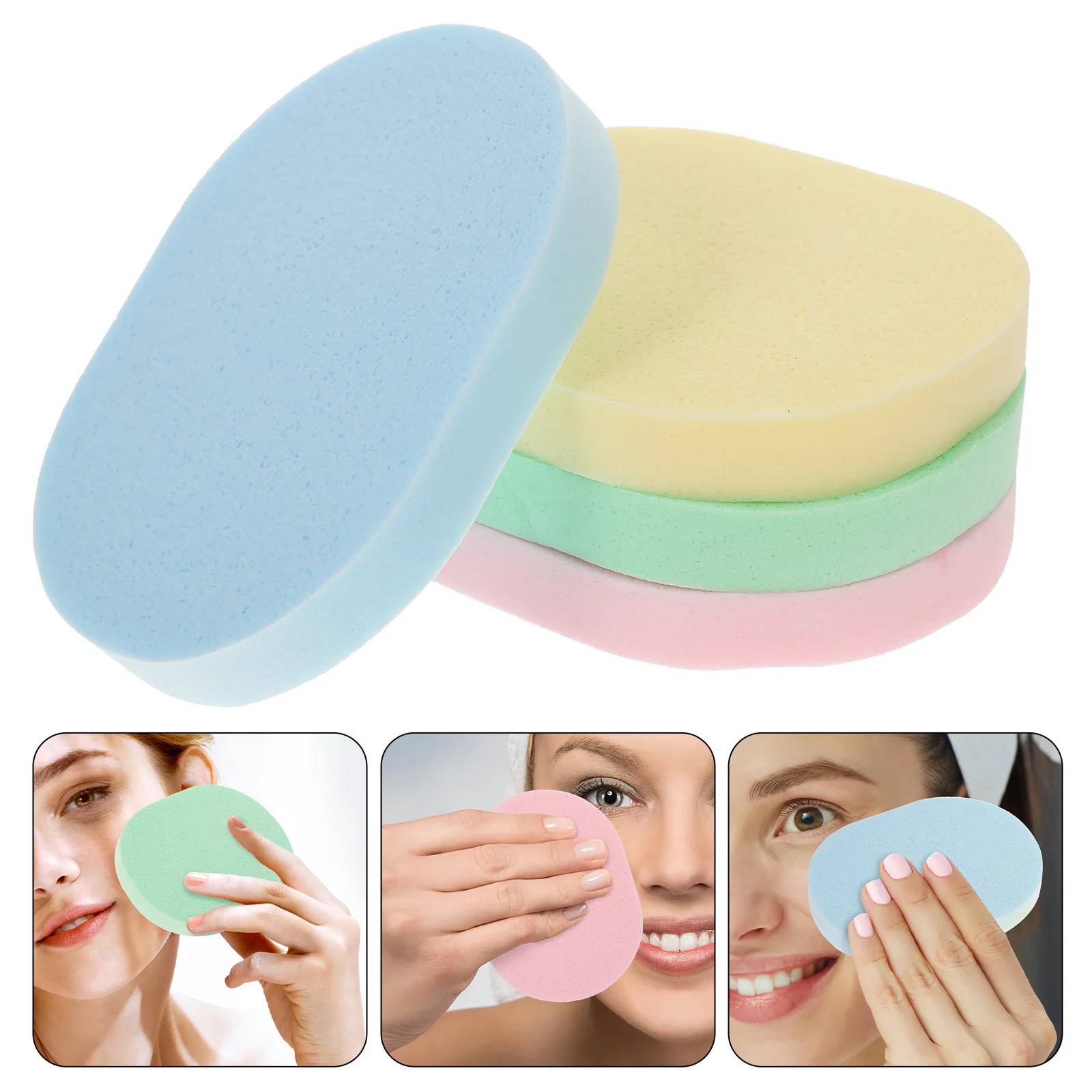 4 Pcs Facial Cleanser Exfoliating Sponge Wet Puff Face Pva Oval Cleaning Travel