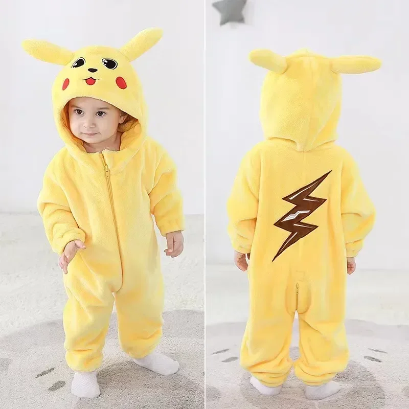 Snorlax Cosplay Costume Kawaii Baby Pikachu Pajamas Clothing Newborn Infant Rompers Onesie Winter Sleepwear Halloween