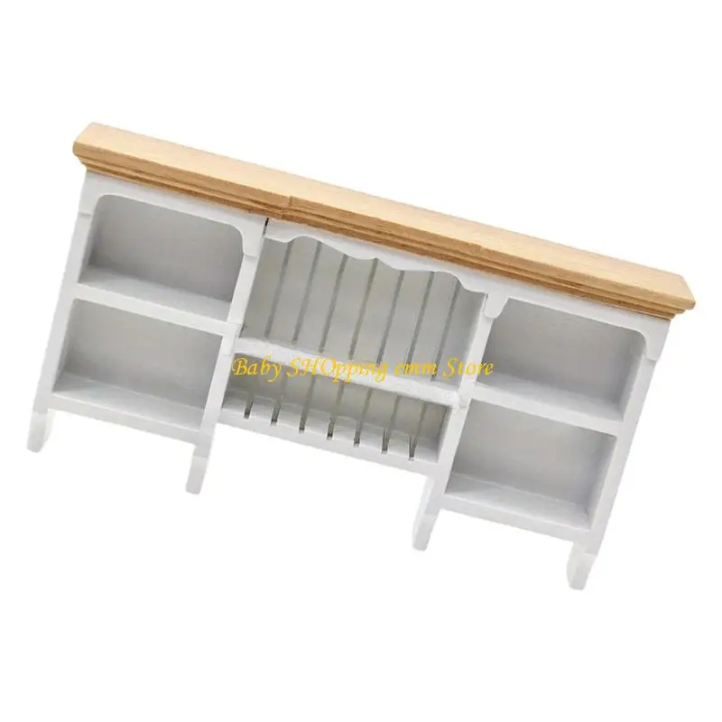 23GD 미니어처 주방 벽 마운트 캐비닛 인형 집 장식 스토리지 선반 어린이 크리 에이 티브 플레이 장면 설정 액세서리