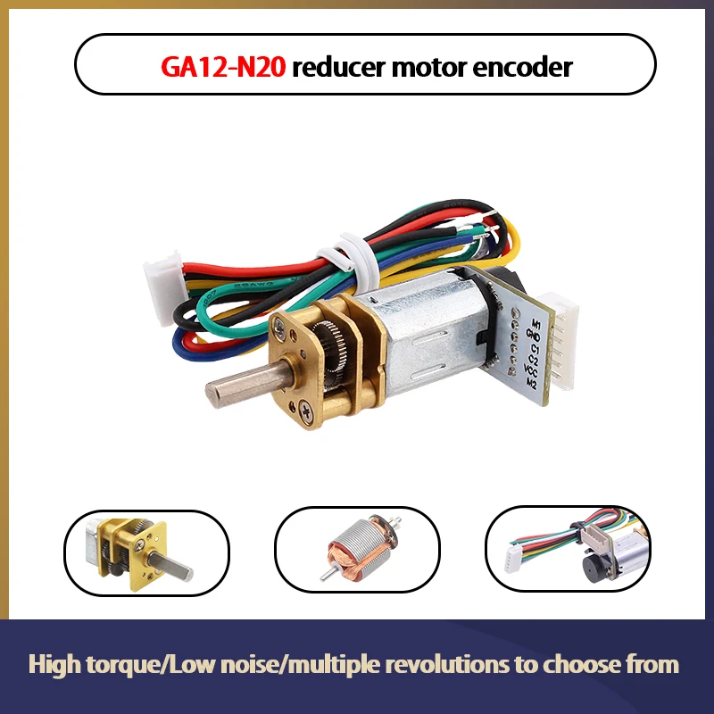 GA12 N20 Encoder DC 12V (6V 5V 3V) Mini Micro Metal Gear DC Motor with Gearwheel High Torque 30-4000RPM 7PPR Hall Sensor Encoder