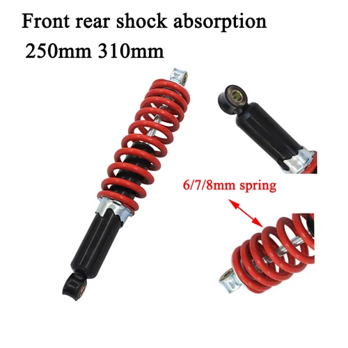 Amortiguador trasero delantero de 250/310MM, cadena, piñón trasero, piezas de engranaje para PolarisPit Trail Quad Dirt Bike ATV 110 125CC