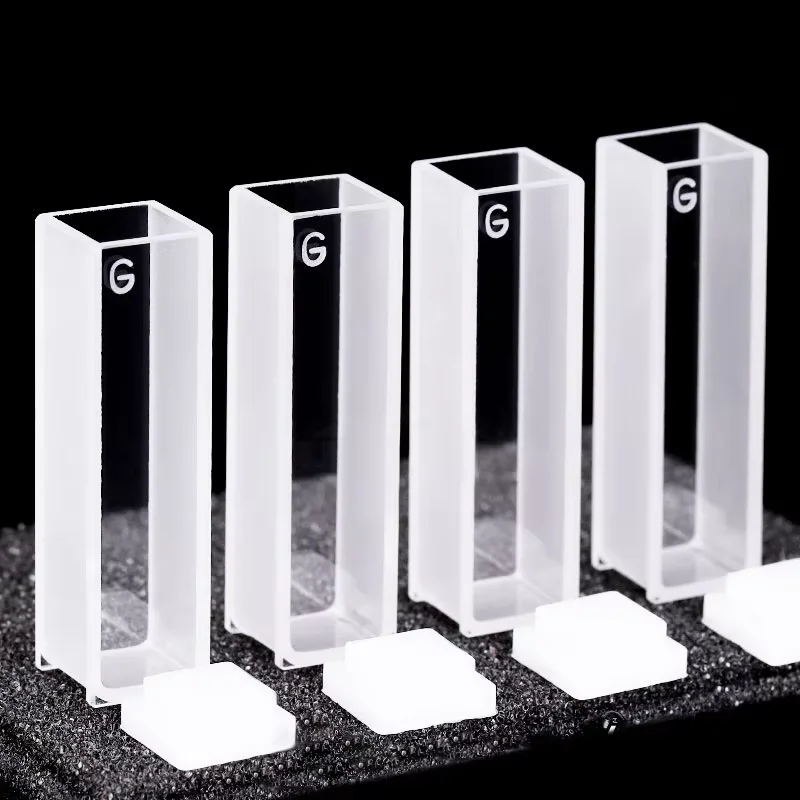 4PCS Standard Cell with Lid and Leve Bottom(10mm)/The Two Surface Is Transparent/Matching with Spectrophotometer