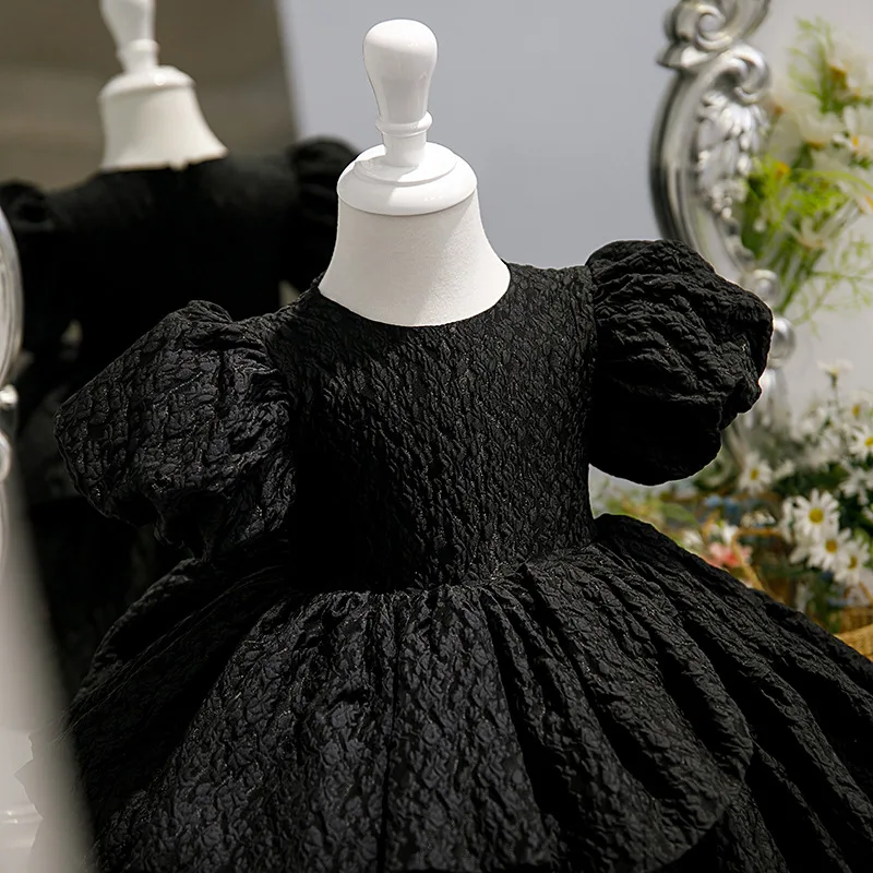

Children's Black Dress for Little Girls, Host Show, Piano Performance Dress, Girls' Birthday Party Princess Dress